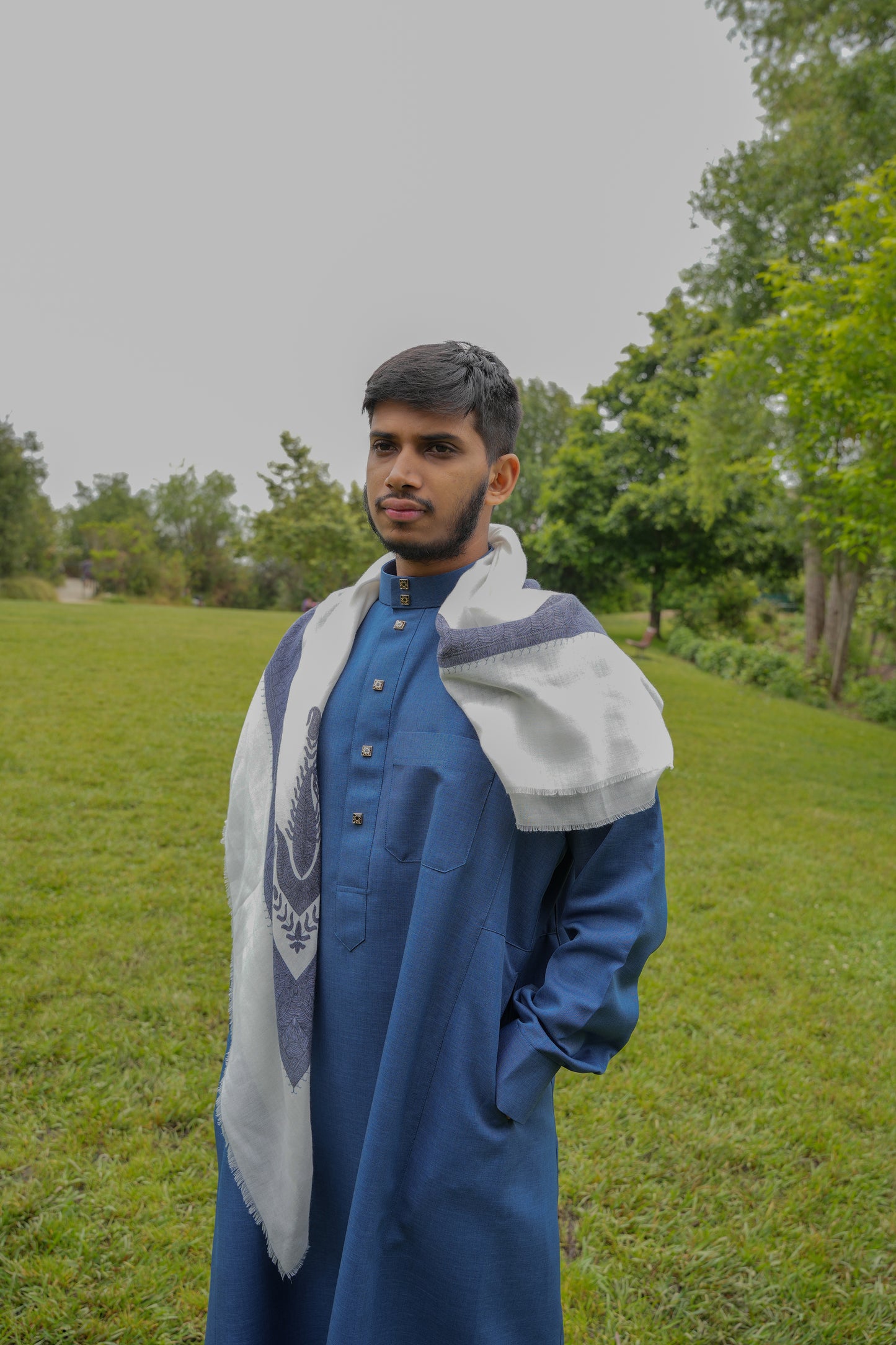 Saudi Blue thobe for men. Muslim premium clothing