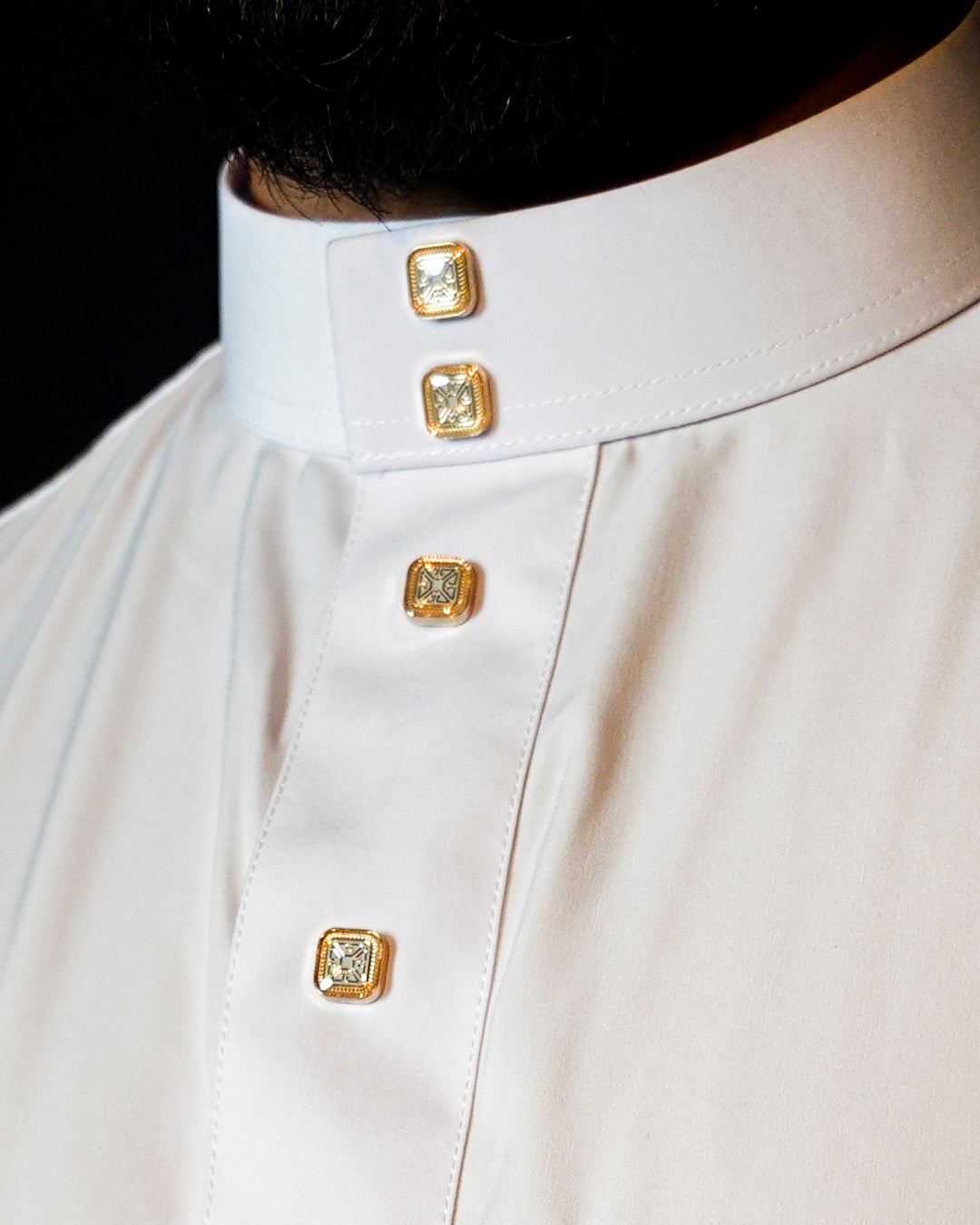 Premium Saudi Collared thobe (white) - ALIMAN